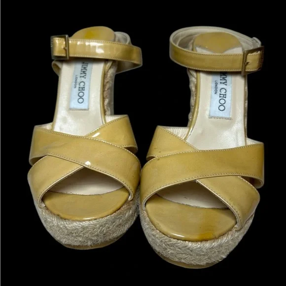 Jimmy Choo Mustard Wedge Sandals - Picture 3 of 9